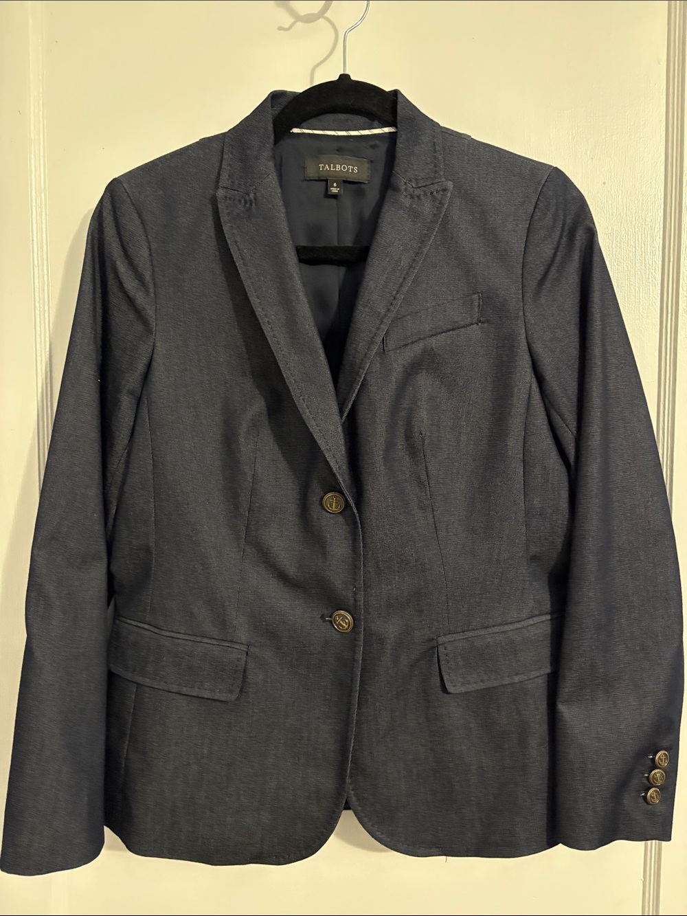 Talbots Dark Navy Structured Two-Button Blazer
